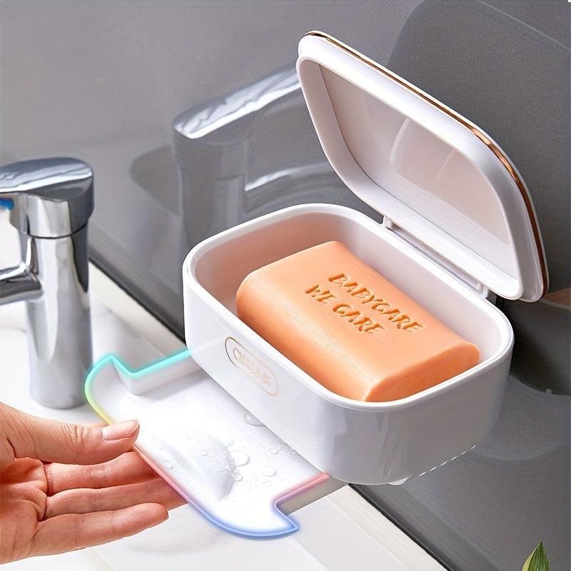 Wall Mounted Soap Holder with Lid Leakproof Soap Box Soap Dish