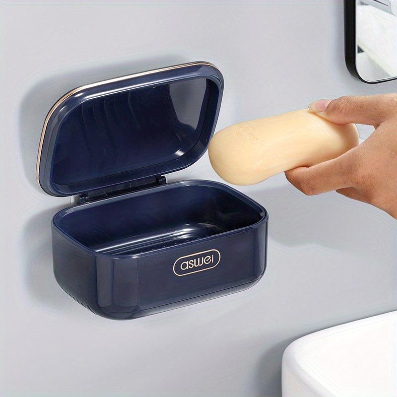 Wall Mounted Soap Holder with Lid Leakproof Soap Box Soap Dish