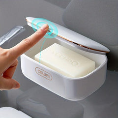 Wall Mounted Soap Holder with Lid Leakproof Soap Box Soap Dish