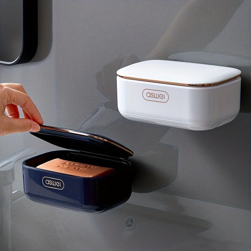 Wall Mounted Soap Holder with Lid Leakproof Soap Box Soap Dish