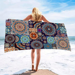 Boho Style Beach Towel Large Microfiber Soft Absorbent Lightweight Towel