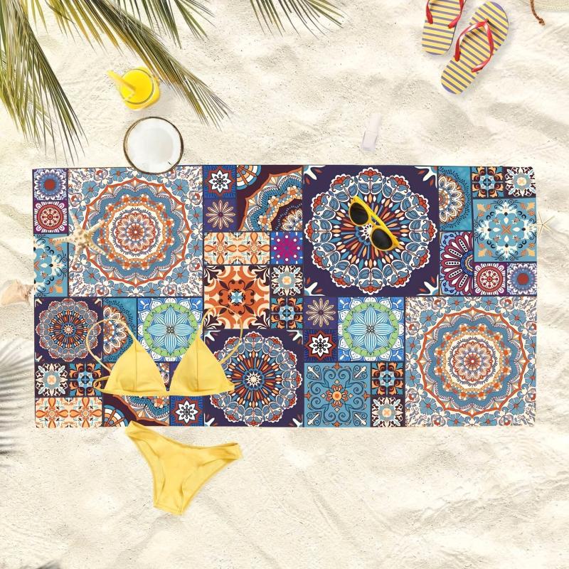 Boho Style Beach Towel Large Microfiber Soft Absorbent Lightweight Towel