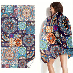 Boho Style Beach Towel Large Microfiber Soft Absorbent Lightweight Towel