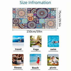 Boho Style Beach Towel Large Microfiber Soft Absorbent Lightweight Towel