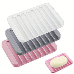 Silicone Soap Dish Drain Soap Tray Self Draining Soap Holder Soap Rack Bathroom