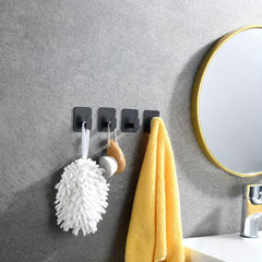4pcs Stainless Steel Towel Hooks Adhesive Heavy Duty Bathroom Home