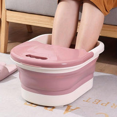 Foldable Foot Soaking Bucket with Lid and Roller - Portable Foot Wash Basin