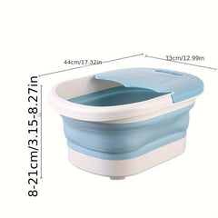 Foldable Foot Soaking Bucket with Lid and Roller - Portable Foot Wash Basin