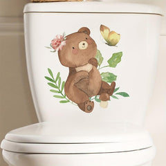 Little Bear Butterfly Plays Wall Sticker Decoration Self Adhesive D