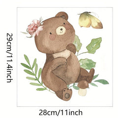 Little Bear Butterfly Plays Wall Sticker Decoration Self Adhesive D