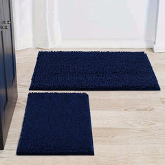 Chenille Floor Mat Set Solid Bath Rug Non-slip 32x20in & 24 Machine Washable