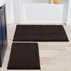 Chenille Floor Mat Set Solid Bath Rug Non-slip 32x20in & 24 Machine Washable