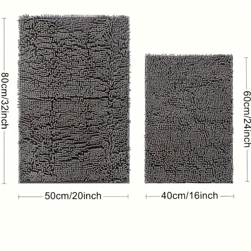 Chenille Floor Mat Set Solid Bath Rug Non-slip 32x20in & 24 Machine Washable
