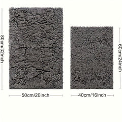 Chenille Floor Mat Set Solid Bath Rug Non-slip 32x20in & 24 Machine Washable