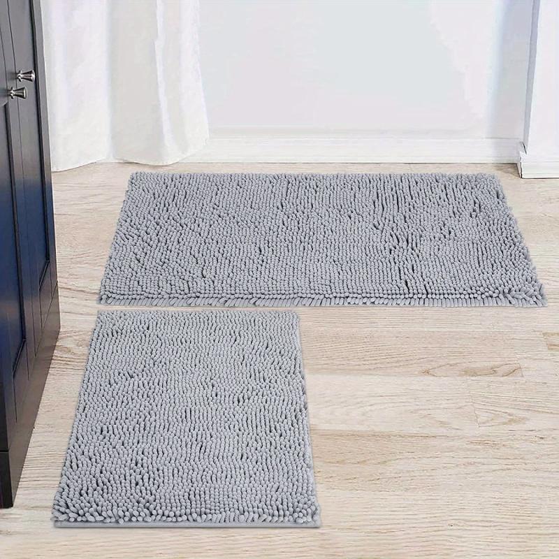 Chenille Floor Mat Set Solid Bath Rug Non-slip 32x20in & 24 Machine Washable