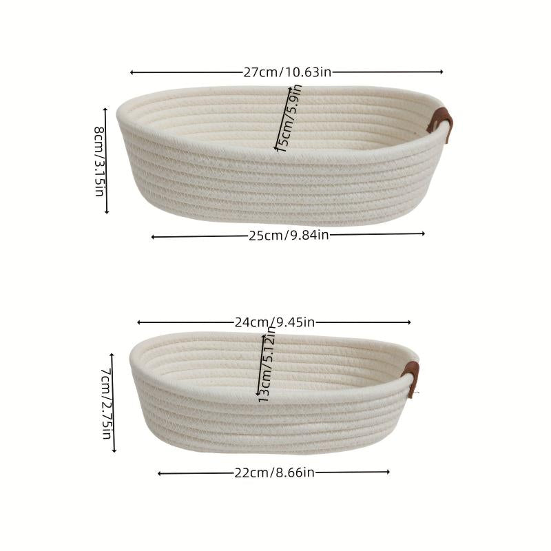 2pcs Cotton Rope Storage Basket Bathroom Tissue Storage Basket