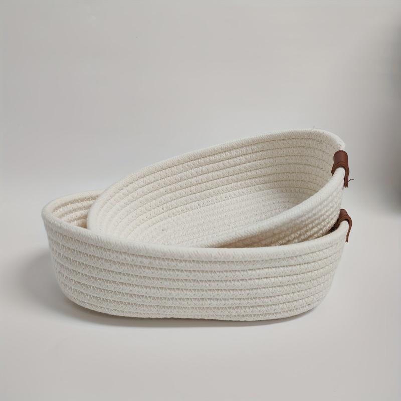 2pcs Cotton Rope Storage Basket Bathroom Tissue Storage Basket