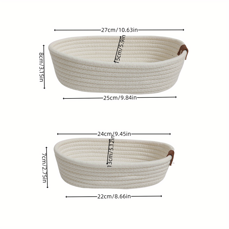 2pcs Cotton Rope Storage Basket Bathroom Tissue Storage Basket