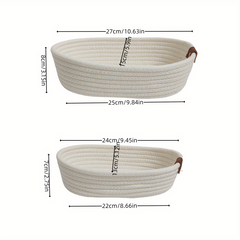 2pcs Cotton Rope Storage Basket Bathroom Tissue Storage Basket