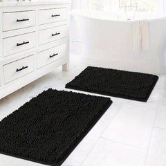 2pcs Thick Bathroom Rugs Anti Slip Absorbent Doormat Quick Dry Soft Floor Pad