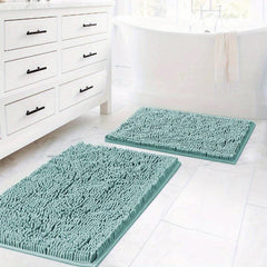2pcs Thick Bathroom Rugs Anti Slip Absorbent Doormat Quick Dry Soft Floor Pad