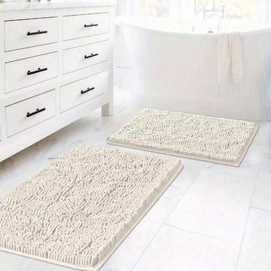 2pcs Thick Bathroom Rugs Anti Slip Absorbent Doormat Quick Dry Soft Floor Pad