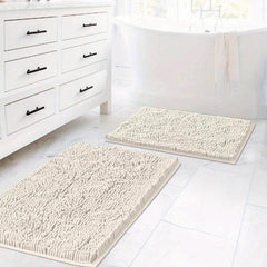 2pcs Thick Bathroom Rugs Anti Slip Absorbent Doormat Quick Dry Soft Floor Pad
