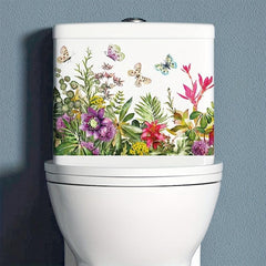 Butterfly Flower Toilet Sticker Bathroom Decal Home Decoration