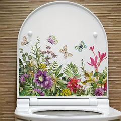 Butterfly Flower Toilet Sticker Bathroom Decal Home Decoration