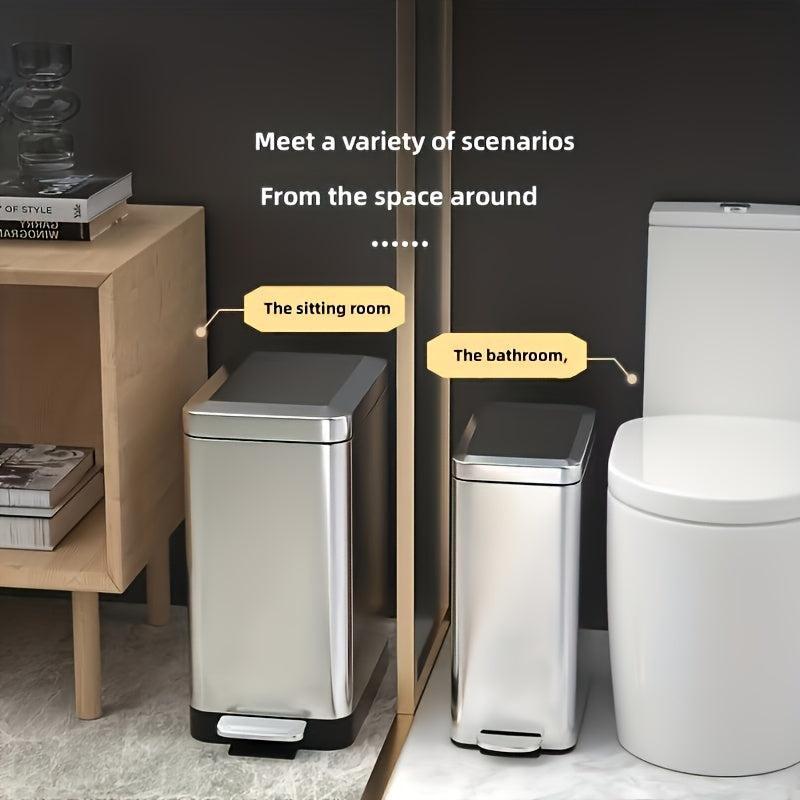 Stainless Steel Trash Can Foot Operated Silent Close Lid