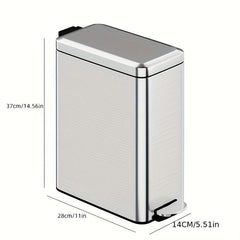 Stainless Steel Trash Can Foot Operated Silent Close Lid