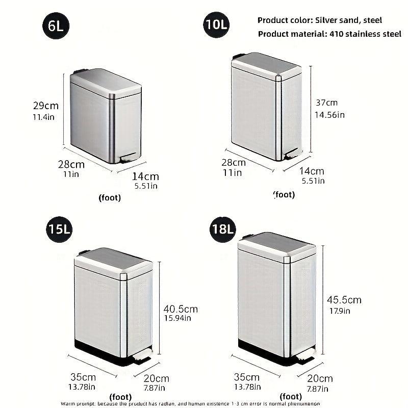 Stainless Steel Trash Can Foot Operated Silent Close Lid