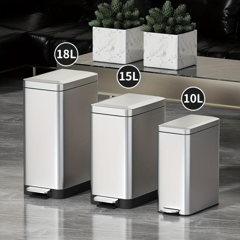Stainless Steel Trash Can Foot Operated Silent Close Lid