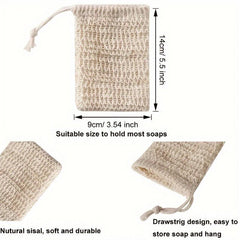 5Pcs Sisal Exfoliating Soap Pouch for Foaming & Drying Soap Bars