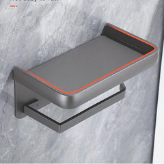Toilet Roll Paper Holder With Shelf Aluminum Bathroom Tissue Storage Rack
