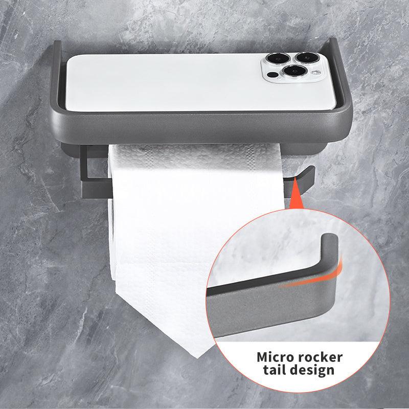 Toilet Roll Paper Holder With Shelf Aluminum Bathroom Tissue Storage Rack