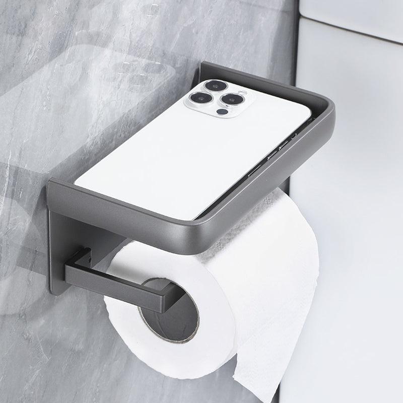 Toilet Roll Paper Holder With Shelf Aluminum Bathroom Tissue Storage Rack