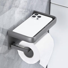 Toilet Roll Paper Holder With Shelf Aluminum Bathroom Tissue Storage Rack