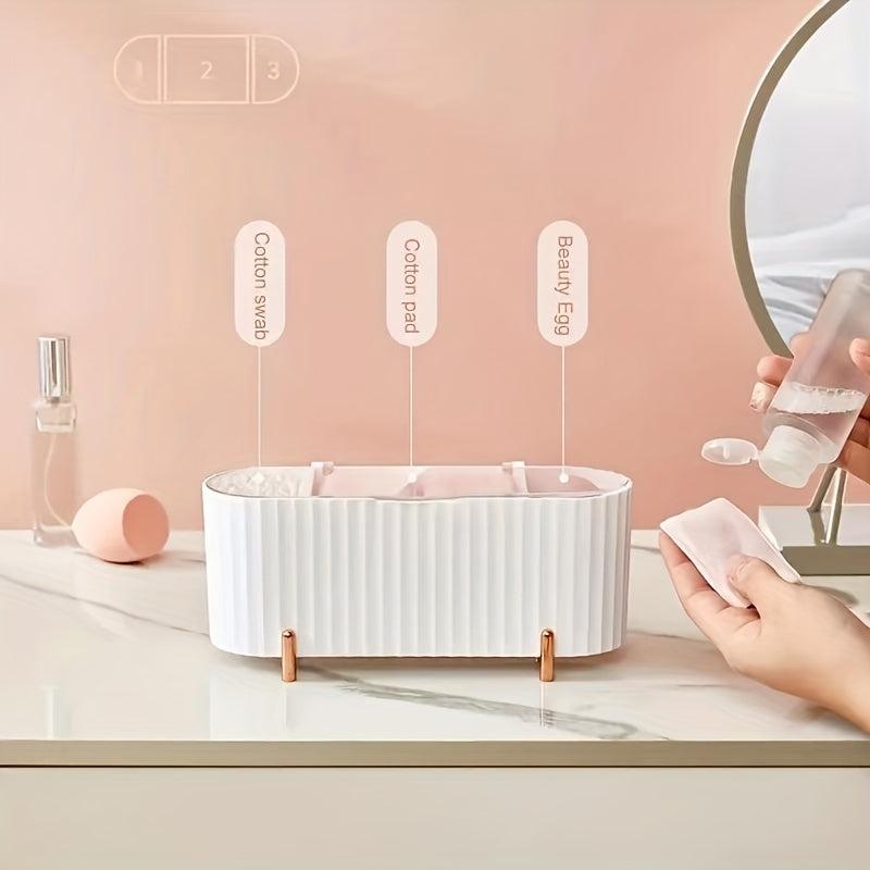 Cotton Swab Holder With Lid 4 Compartment Organizer
