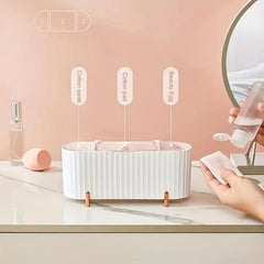 Cotton Swab Holder With Lid 4 Compartment Organizer