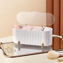 Cotton Swab Holder With Lid 4 Compartment Organizer