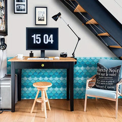 3D Fish Scale Adhesive Wall Sticker for Living Room Bathroom