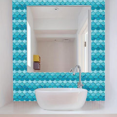 3D Fish Scale Adhesive Wall Sticker for Living Room Bathroom