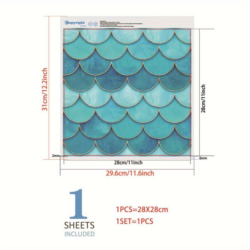 3D Fish Scale Adhesive Wall Sticker for Living Room Bathroom