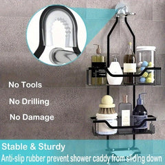 Wall Mounted Bathroom Storage Rack Shower Caddy Basket Organizer