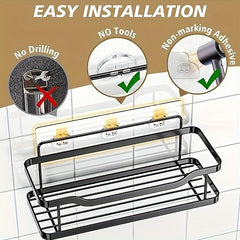 Wall Mounted Bathroom Storage Rack Shower Caddy Basket Organizer