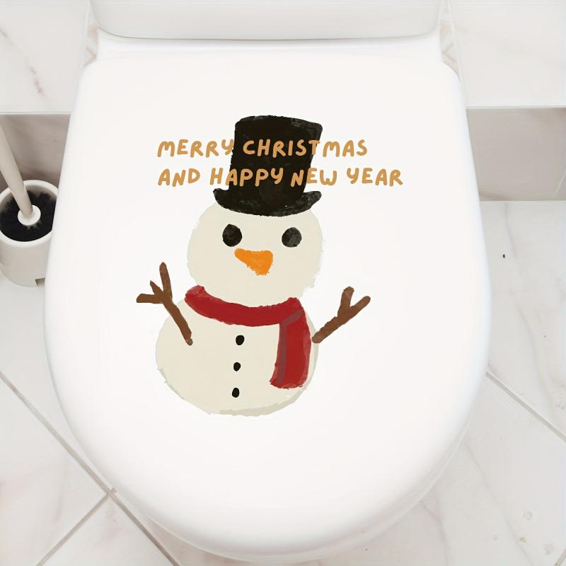 Christmas Tree Santa Claus & Snowman Toilet Sticker