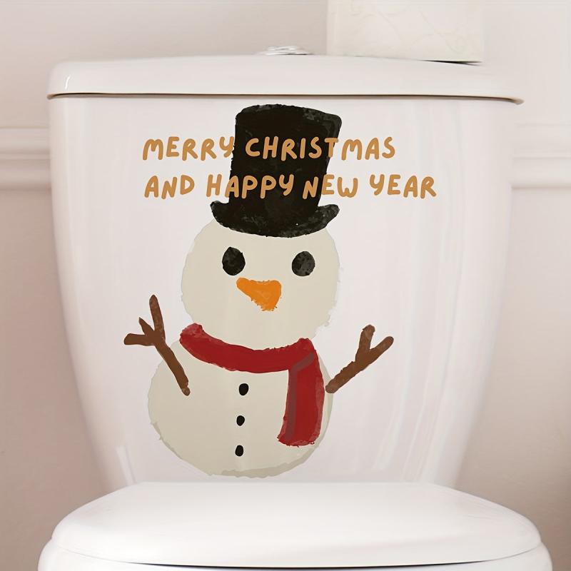 Christmas Tree Santa Claus & Snowman Toilet Sticker