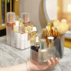 3 Compartment Clear Makeup Storage Box for Bathroom & Desktop Organization