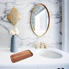 Wood Storage Tray Vanity Sink Organizer Bathroom Decor